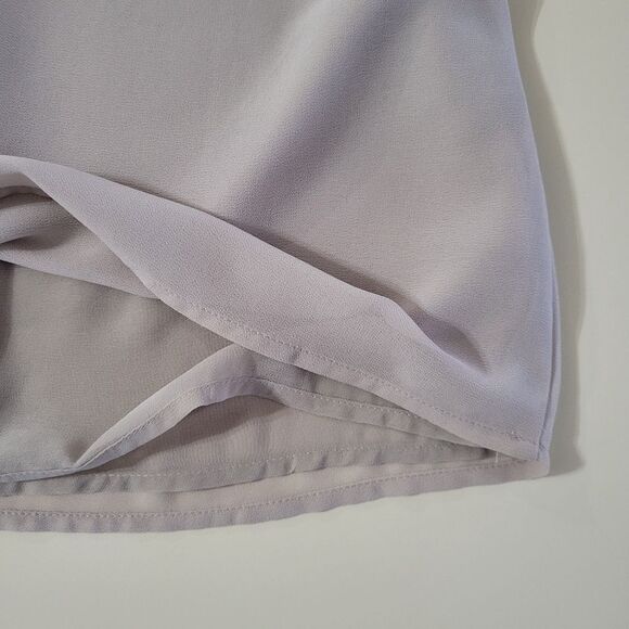 BKE Women's Silvery Grey Embellished Chiffon Lined Lace-up Tank Blouse - Picture 13 of 16